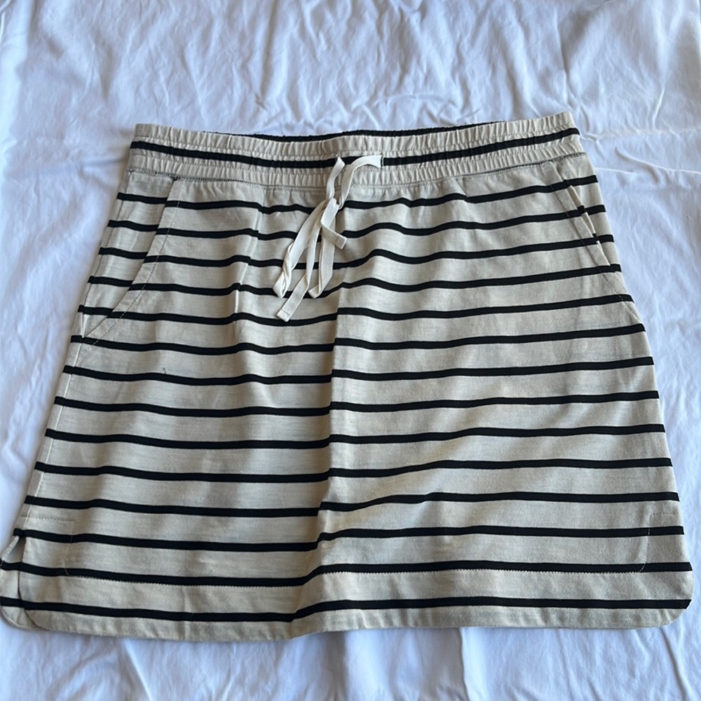 Loft Black and Cream striped cotton mini skirt
